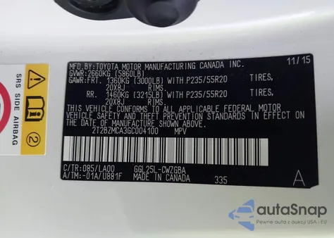 2016 Lexus Rx 350 from USA, damaged, VIN 2T2BZMCA3GC004100